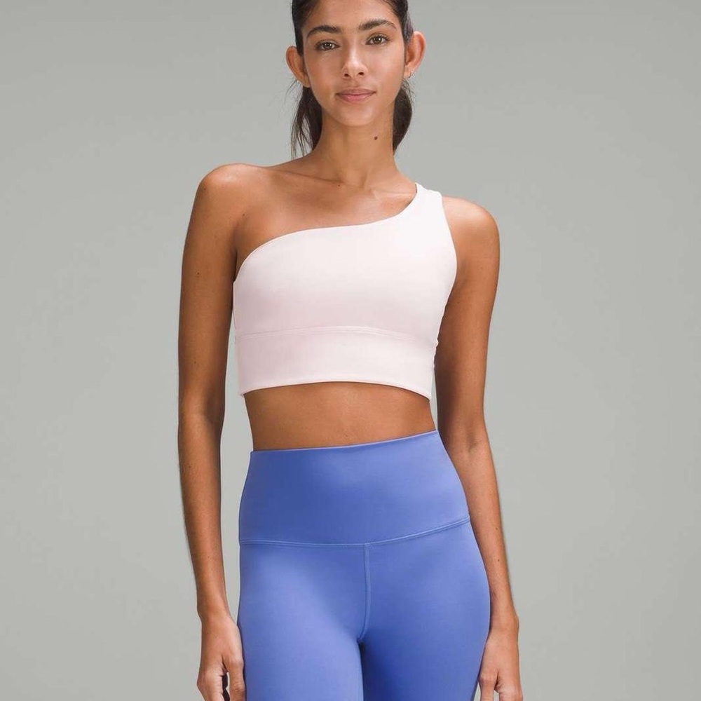One-Shoulder White Crop Top and Blue Leggings